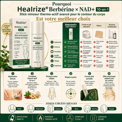 🌱 Formulé par des professionnels de santé | 𝐇𝐞𝐚𝐥𝐫𝐢𝐳𝐞® Bérbérine × NAD+ Stick Minceur Thermo-Actif Avancé 10-en-1 pour le Remodelage Corporel
